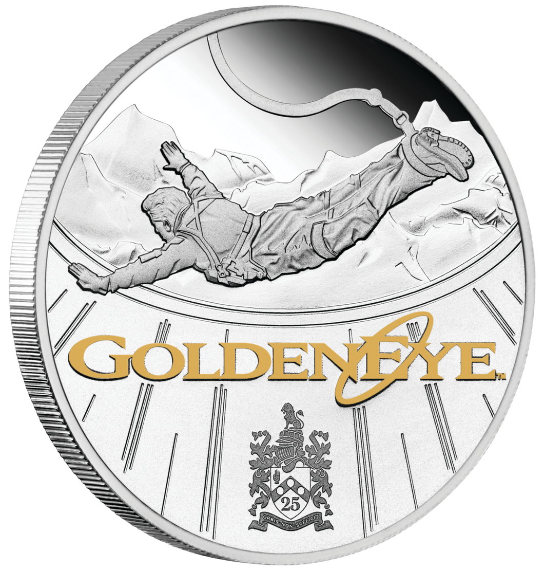 2020 JAMES BOND 007 GoldenEye 25th ANNIVERSARY 1oz .9999 SILVER PROOF $1 COIN