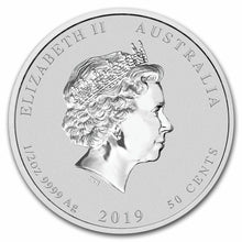 Load image into Gallery viewer, 2019 1/2oz 50c Silver Lunar Year of The Pig BU Coin Australia Perth Mint In Cap
