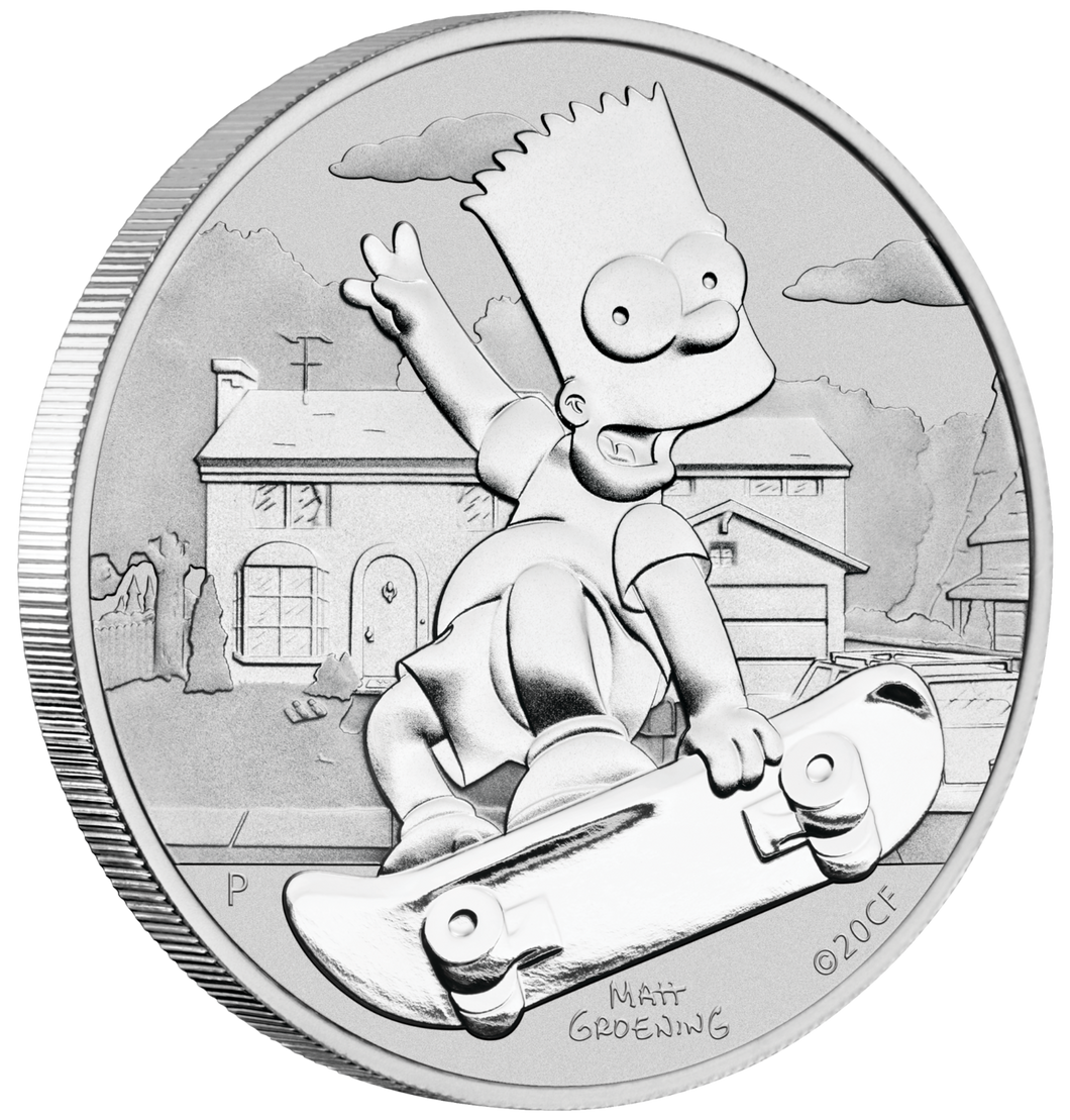 2020 Simpsons BART SIMPSON $1 Silver .9999 Dollar Bullion Coin