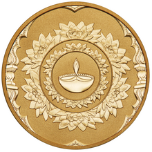 Load image into Gallery viewer, 2023 Diwali Festival 1oz .9999 Silver MEDALLION Gilt Gilded by 24k gold
