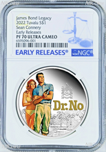 Load image into Gallery viewer, 2022 James Bond 007 Dr. NO SILVER PROOF Colored $1 1oz COIN NGC PF70 ER
