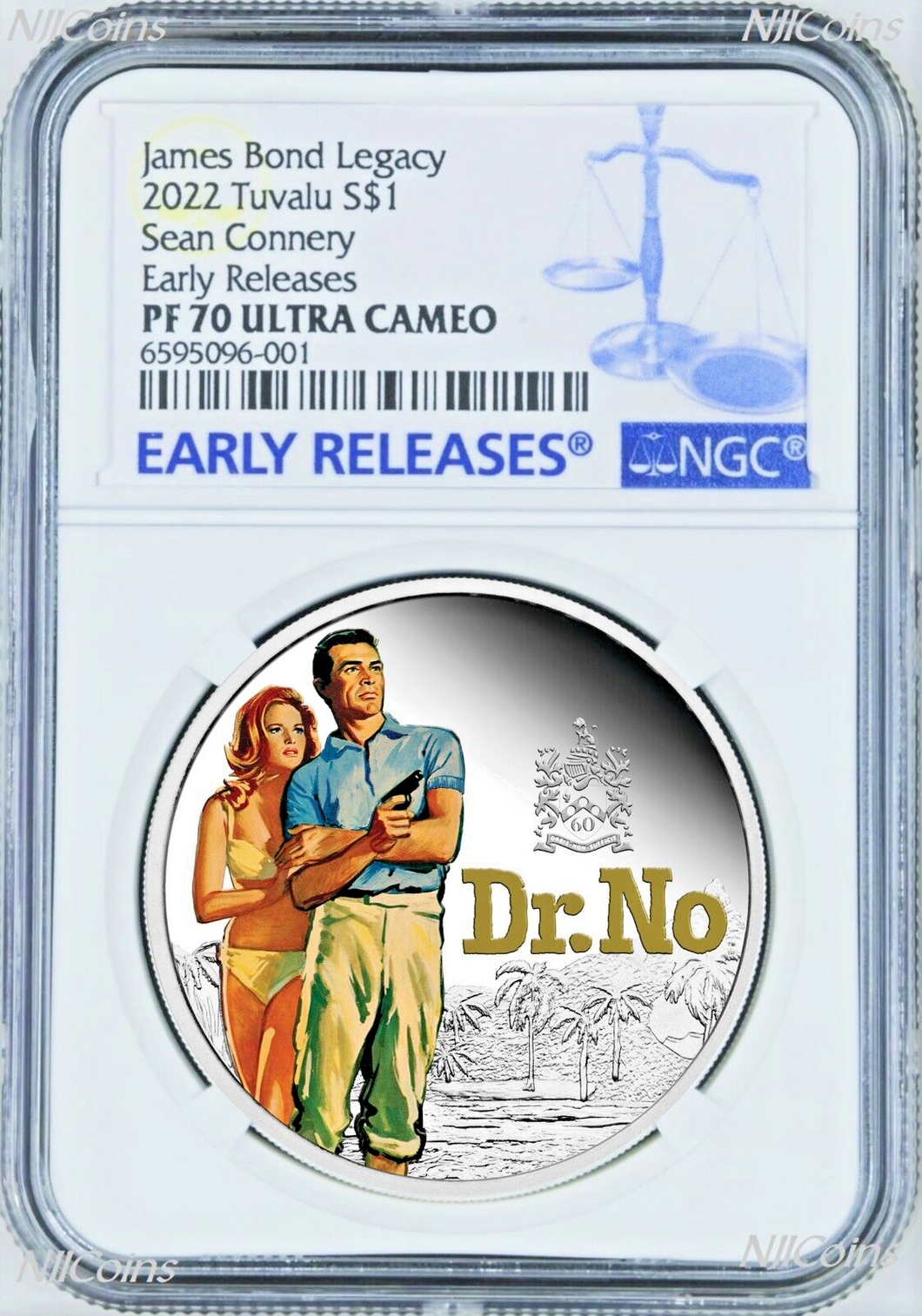 2022 James Bond 007 Dr. NO SILVER PROOF Colored $1 1oz COIN NGC PF70 ER