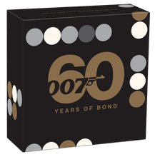 Load image into Gallery viewer, 60 YEARS OF BOND 2022 2oz $2 SILVER PROOF GILDED GILT COIN James 007
