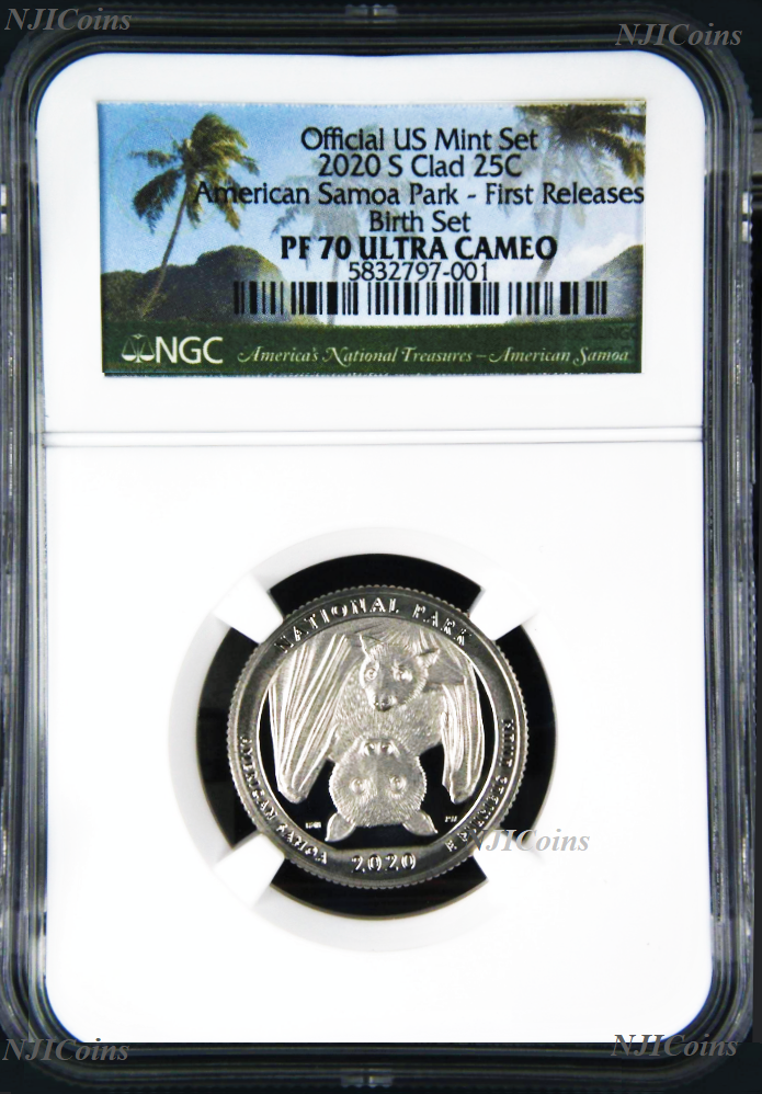 2020 S NGC PF70 SAMOA CLAD PROOF QUARTER ATB BIRTH SET Version PF 70