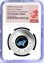 Load image into Gallery viewer, 2020 Australia OPAL LUNAR Year of the MOUSE 1 oz Silver Proof Coin NGC PF70 ER
