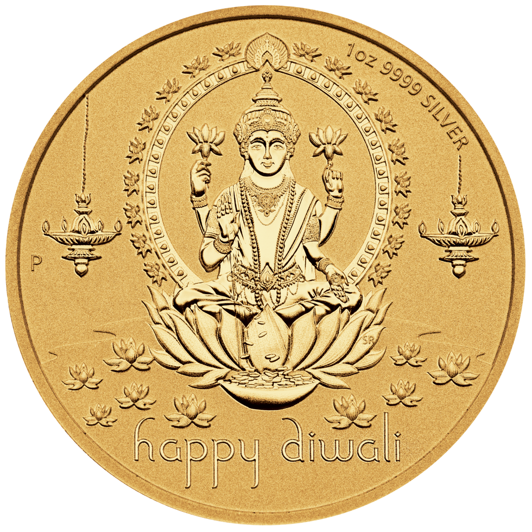 2022 Diwali Festival 1oz .9999 Silver MEDALLION Gilt Gilded by 24k gold