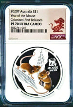 Load image into Gallery viewer, 2020 Australia PROOF Colored Silver Lunar Year of the MOUSE NGC PF70 1oz Coin
