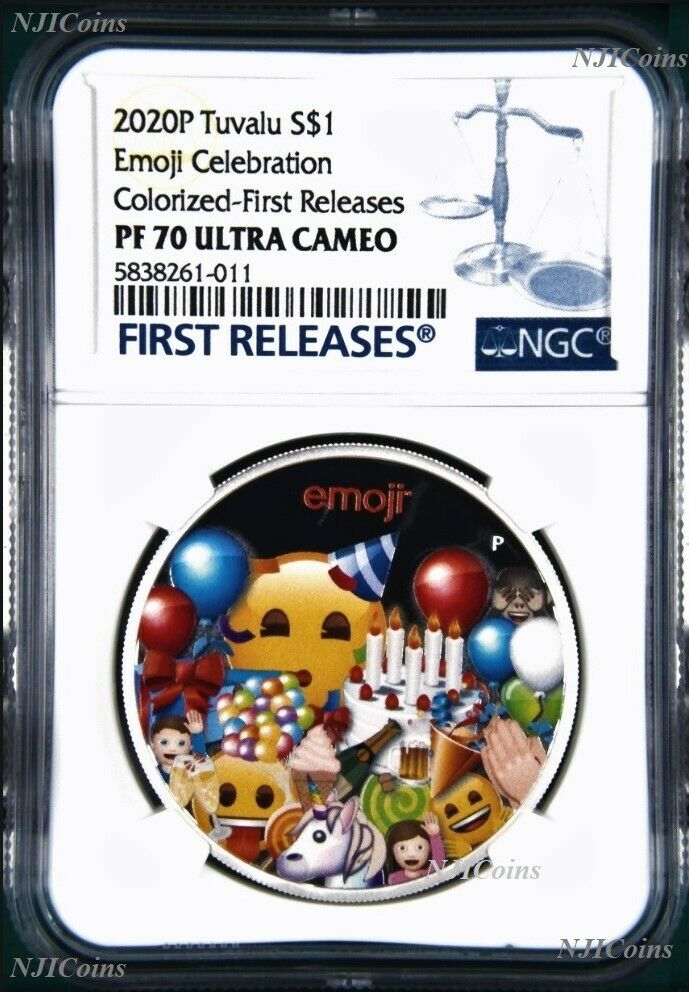 2020 emoji Celebration .9999 1oz Silver $1 Proof Coin NGC PF70 First Releases