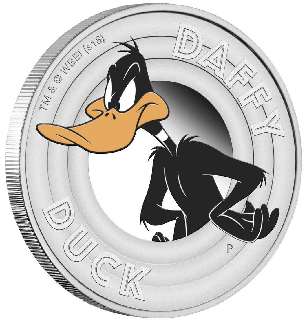 2018 Tuvalu LOONEY TUNES – DAFFY DUCK 1/2oz SILVER Half Dollar PROOF COIN