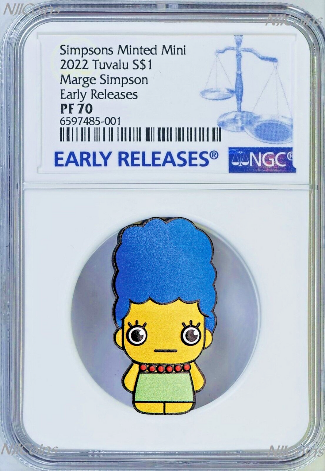 2022 Simpsons Marge 3rd in Minted Mini Series 1oz Silver $1 Coin NGC PF70 ER