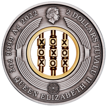 Load image into Gallery viewer, 2022 GAMES THROUGH THE AGES Tic-Tac-Toe 2oz .9999 SILVER $2 ANTIQUED COIN
