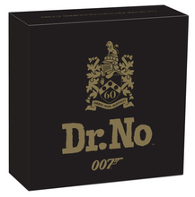 Load image into Gallery viewer, JAMES BOND 007 DR. NO 2022 1oz SILVER PROOF Colored $1 COIN w/last QEII Portrait
