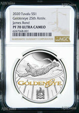 Load image into Gallery viewer, 2020 James Bond 007 Goldeneye .9999 SILVER PROOF $1 1oz COIN NGC PF70 Br Label
