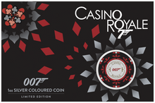 Load image into Gallery viewer, JAMES BOND CASINO ROYALE CASINO CHIP 2023 1oz SILVER $1 Colored Coin In Card
