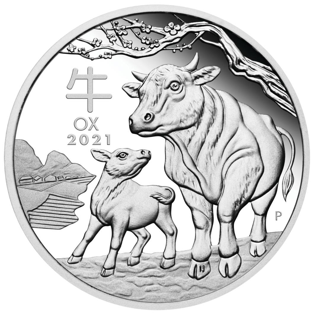 2021 Australia PROOF Lunar Year of the Ox 1/2 oz Silver Half Dollar Coin Series3