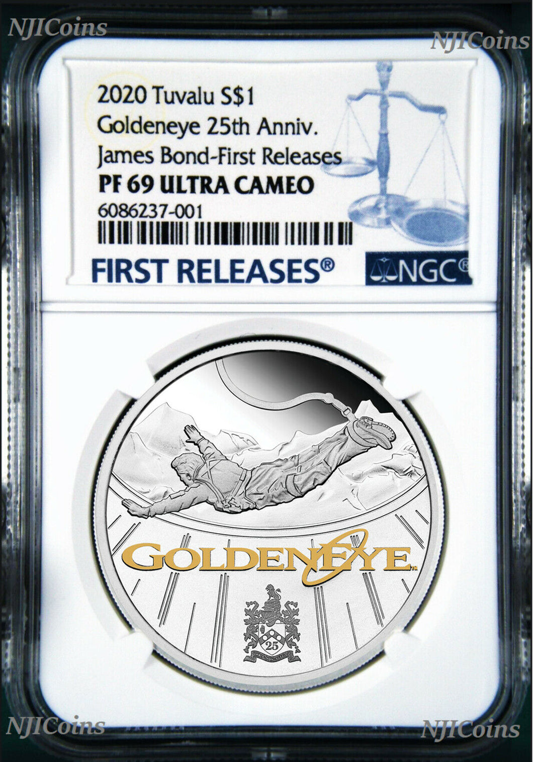 2020 James Bond 007 Goldeneye .9999 SILVER PROOF $1 1oz COIN NGC PF69 FR