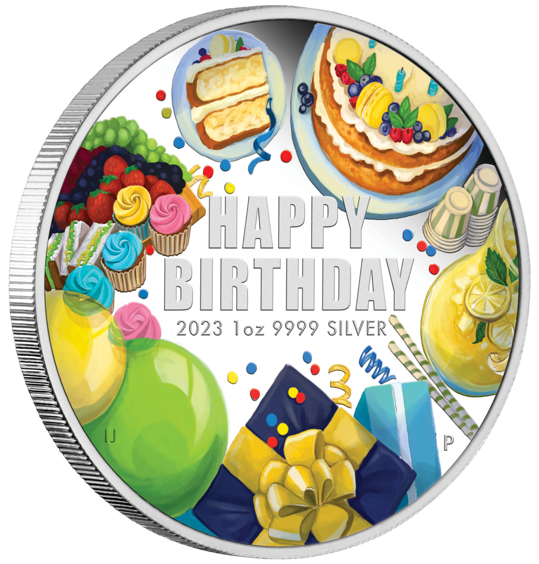 2024 Australia Happy Birthday 1oz $1 PROOF Silver dollar Coin Colorized