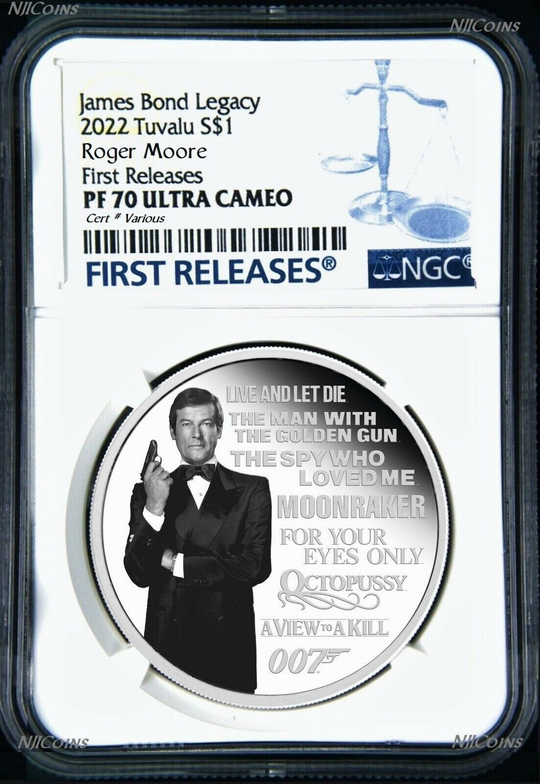 2022 James Bond Legacy 2nd Issue Roger Moore SILVER PROOF $1 1oz COIN NGC PF70 F