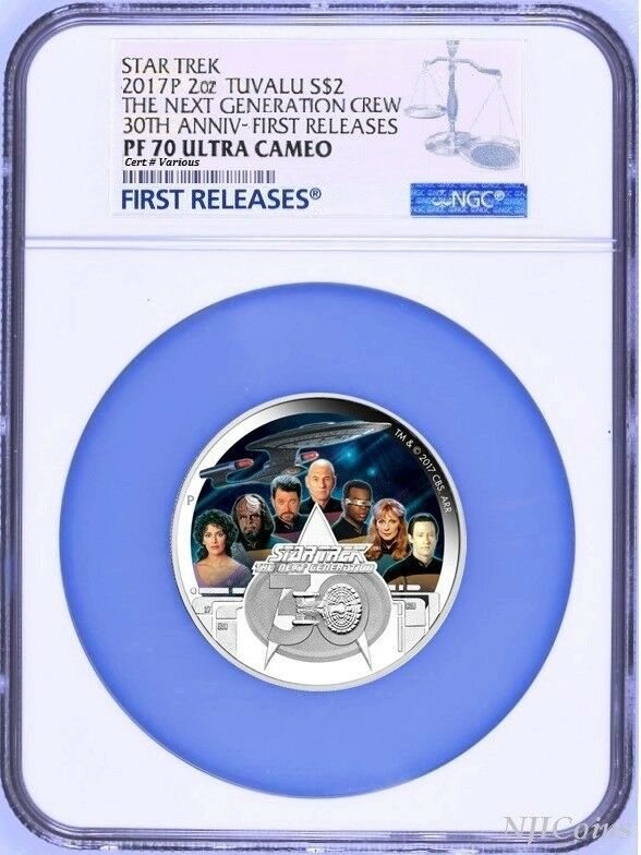 2017 Star Trek 30th Ann. the Next Generation Crew 2oz Silver Coin NGC PF70 FR