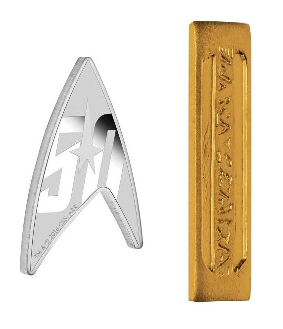 Australia 2016 Star Trek 50th Ann. 1oz Silver Delta Coin & Latinum Slip Bar set