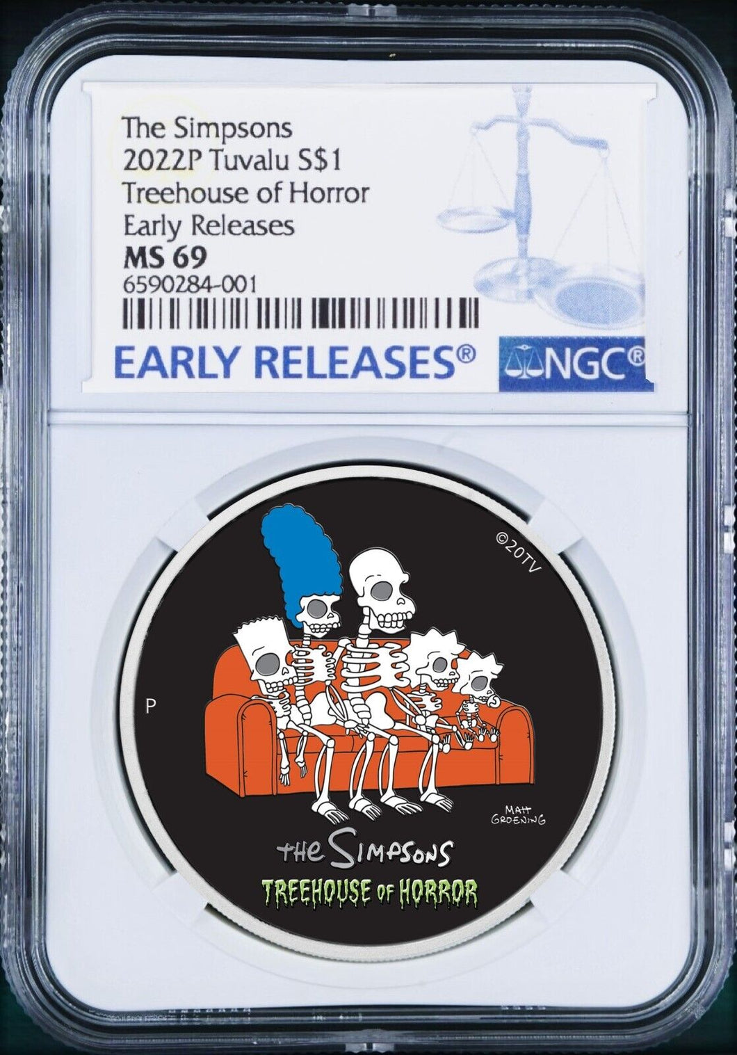 2022 The Simpsons Series TREEHOUSE OF HORROR $1 1oz Silver COIN NGC MS69 ER