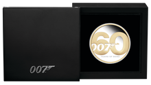 Load image into Gallery viewer, 60 YEARS OF BOND 2022 2oz $2 SILVER PROOF GILDED GILT COIN James 007
