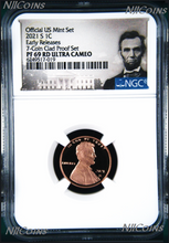 Load image into Gallery viewer, 2021 S US Mint 7-Coin-Clad-PF-SET Version- LINCOLN CENT Penny NGC PF69 RD ER
