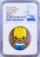 Load image into Gallery viewer, 2022 Simpsons HOMER 2nd in Minted Mini Series 1oz Silver $1 Coin NGC MS70 FR
