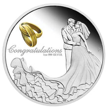 Load image into Gallery viewer, Australia 2018 WEDDING 1 OZ SILVER proof COIN w/ Crystal Embellishment Box GIFT
