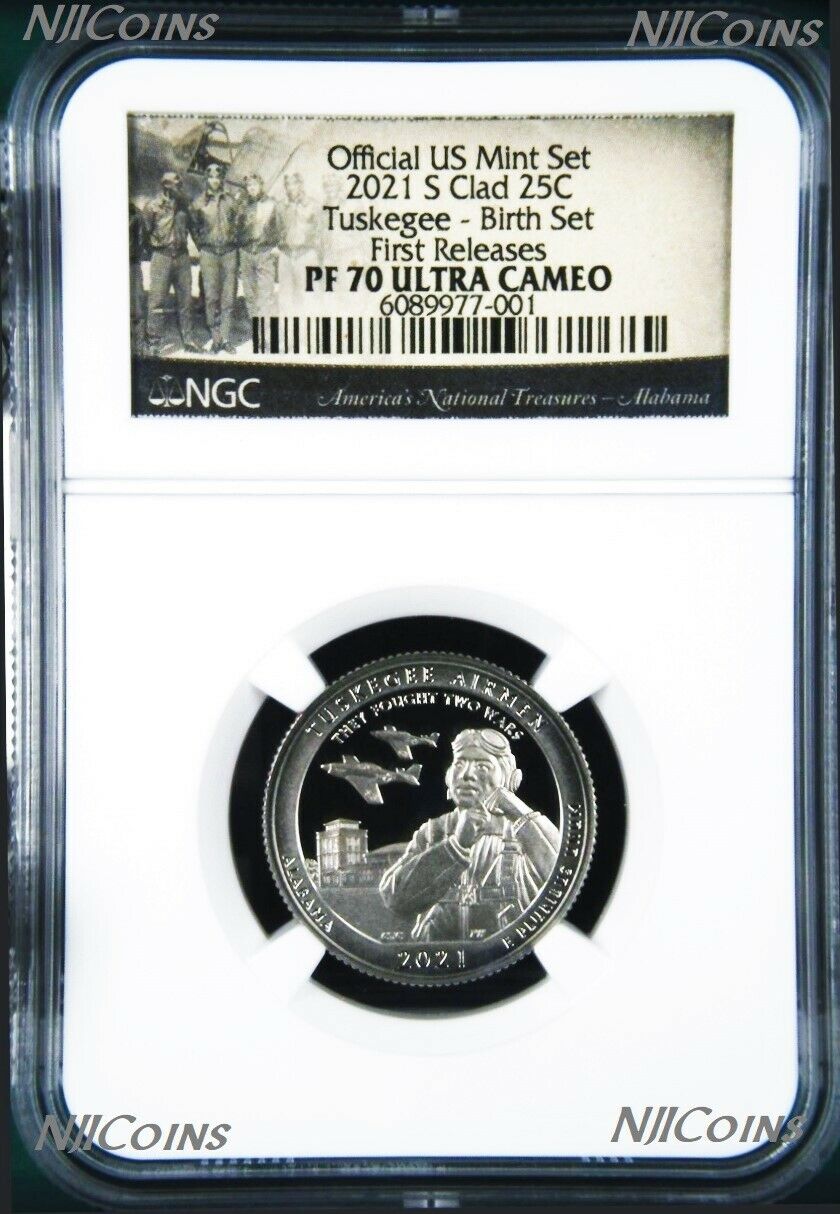 2021 S NGC Tuskegee Airmen CLAD PROOF the LAST QUARTER BIRTH SET Version PF70