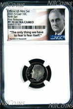 Load image into Gallery viewer, 2021 S Proof BIRTH SET Version 10C Clad Roosevelt Dime NGC PF70 ULTRA CAMEO FR
