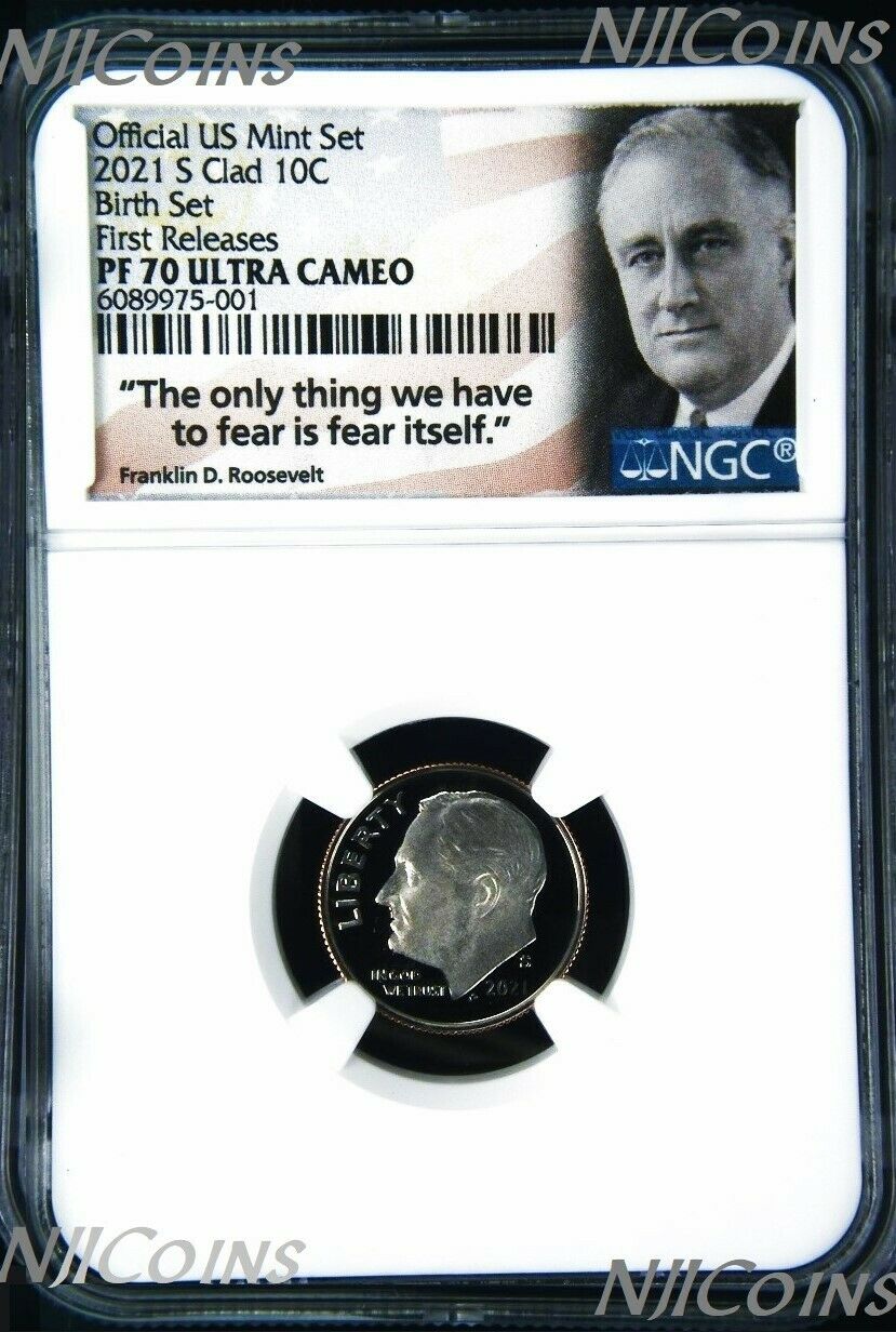 2021 S Proof BIRTH SET Version 10C Clad Roosevelt Dime NGC PF70 ULTRA CAMEO FR