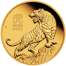 Load image into Gallery viewer, 2022 Australian Lunar Year of the Tiger 1/4 oz Gold Proof $25 Coin NEW Series-3
