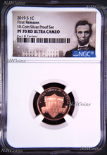 Load image into Gallery viewer, 2019 S Proof LINCOLN CENT Penny NGC PF70 RD from 10-coin-silver-set FR Portrait
