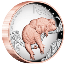 Load image into Gallery viewer, 2022 Australia Pink Gold GILT HIGH RELIEF 5oz Silver Koala $8 Coin NGC PF70 ER
