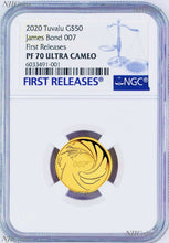 Load image into Gallery viewer, 2020 James Bond 007 Proof $50 1/4oz .9999 Gold COIN NGC PF 70 FR PF70
