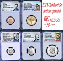 Load image into Gallery viewer, 2023 US Mint 5 Coin Clad Proof SET Dime Cent Nickel $1 50c NGC PF70 FR Same End#
