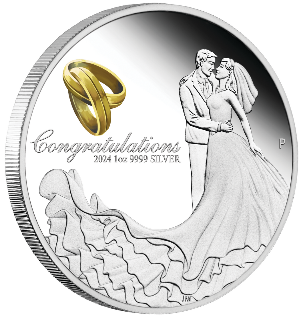 2024 WEDDING 1oz SILVER COIN + Crystal Embellishment Box King Charles Effigy