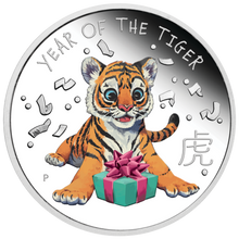 Load image into Gallery viewer, 2022 BABY TIGER 1/2oz .9999 Silver Proof Half Dollar Coin Lunar Year Tuvalu
