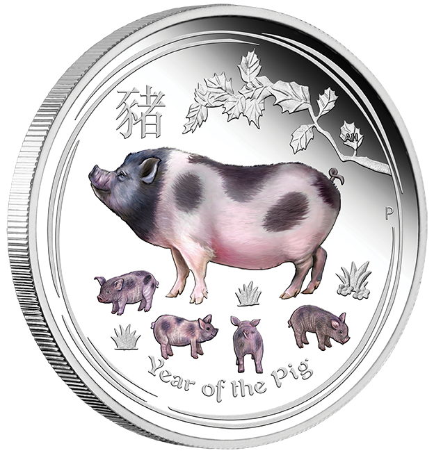 ANDA Money Expo Special 2019 Year of the PIG 2oz Silver Proof Colored $2 Coin