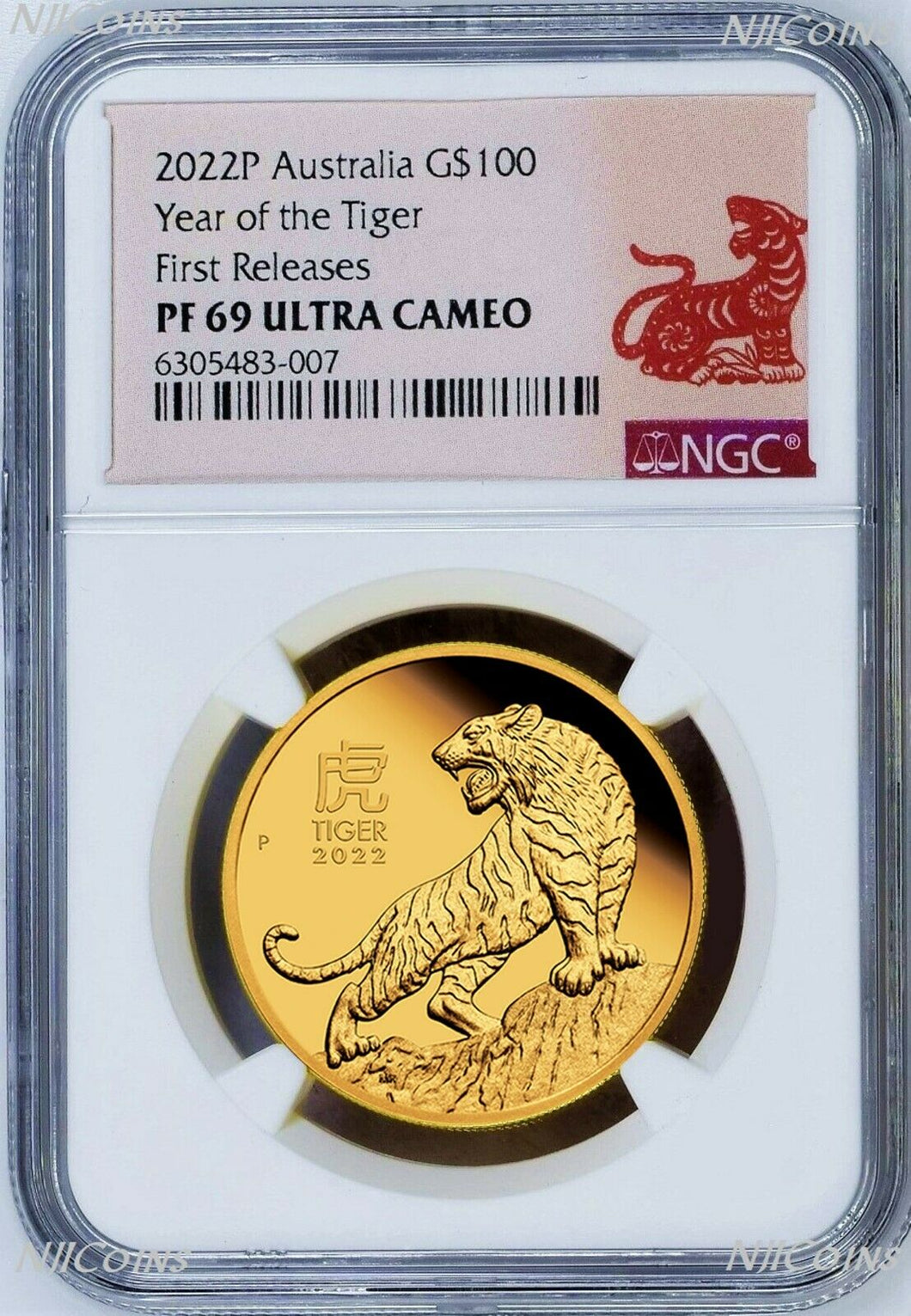 2022 P Australia PROOF GOLD $100 Lunar Year of the TIGER NGC PF69 1 oz Coin FR