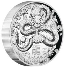 Load image into Gallery viewer, AUSTRALIAN 2024 Lunar Year of the Dragon 1oz $1 Silver HIGH RELIEF COIN &quot;P125&quot;
