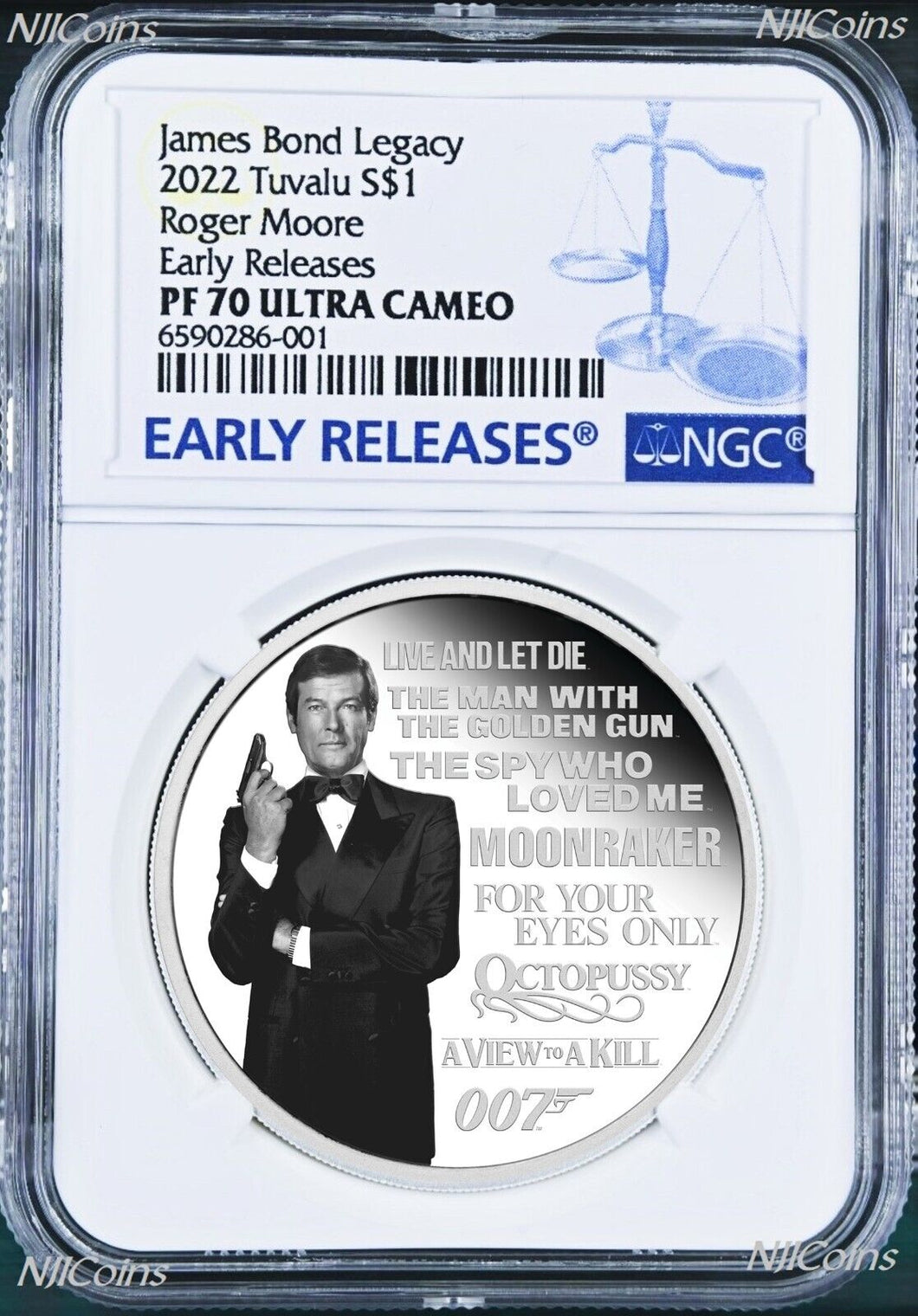 2022 James Bond Legacy 2nd Issue Roger Moore SILVER PROOF $1 1oz COIN NGC PF70 E