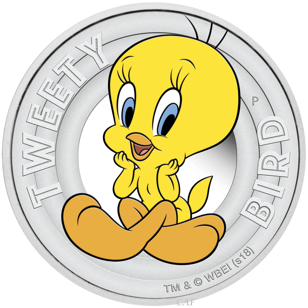 2018 Tuvalu LOONEY TUNES – TWEETY BIRD 1/2oz SILVER Half Dollar PROOF COIN