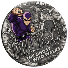 Load image into Gallery viewer, The Phantom 2023 2oz .9999 Silver Antiqued Colored $2 Coin
