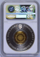 Load image into Gallery viewer, 2017 P Tuvalu Compass HIGH RELIEF ANTIQUED 2 Oz Silver $2 COIN NGC MS70 ER

