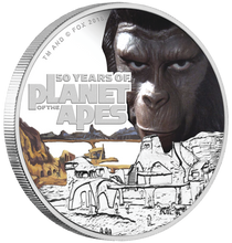 Load image into Gallery viewer, 2018 Planet of the Apes 50th Anniversary SILVER PROOF $1 1oz COIN NGC PF69 UC FR
