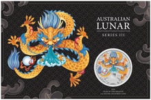 Load image into Gallery viewer, 2024 Australia COLORED BU Lunar Year of the Dragon 1oz Silver $1 Coin In Card
