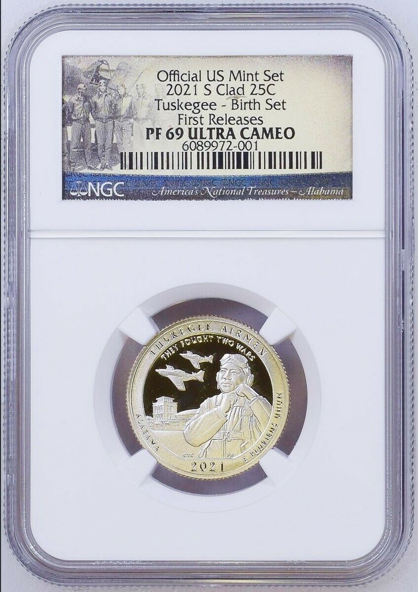 2021 S NGC PF70 Tuskegee Airmen CLAD PROOF QUARTER ATB BIRTH SET Version PF69