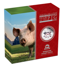 Load image into Gallery viewer, ANDA Money Expo Special 2019 Year of the PIG 2oz Silver Proof Colored $2 Coin
